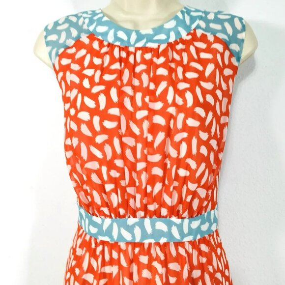 NWT Boden Sylvie Brush Stroke Midi Dress Sz 12 Lined Zipper Flowy Chiffon - Picture 3 of 13